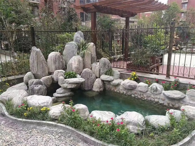 成都庭院假山鱼池制作视频